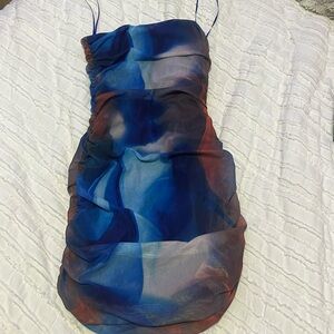 Blue multi color mini dress from Princess Polly